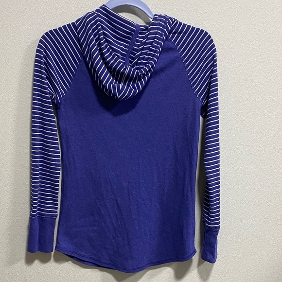 Eddie Bauer Striped Sleeve Lightweight Hoodie Purple Indigo‎ Blue XS - Picture 4 of 9